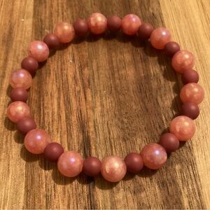 Handmade Pink and Red Beaded Bracelet